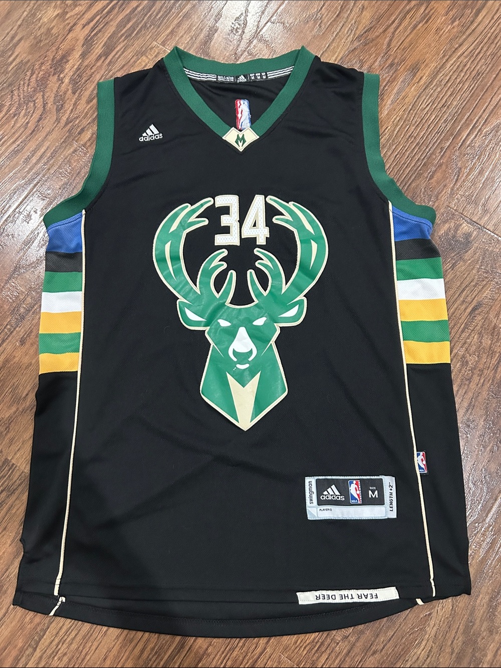 adidas Black and Green Milwaukee Bucks #34 Jersey